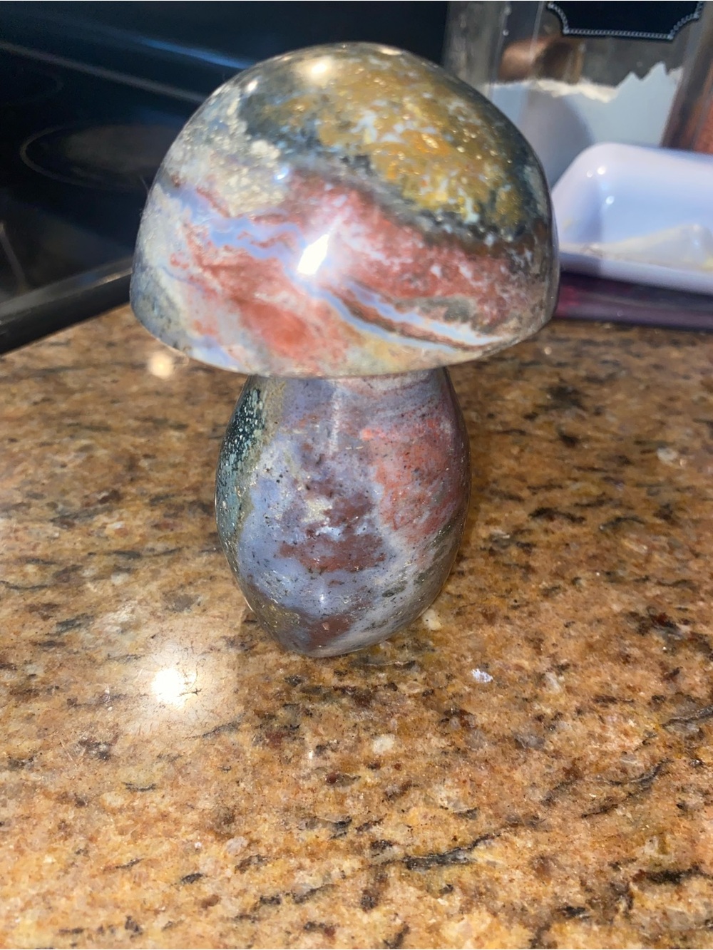 Polished crystal Jasper Stone Mushroom - Multicolor